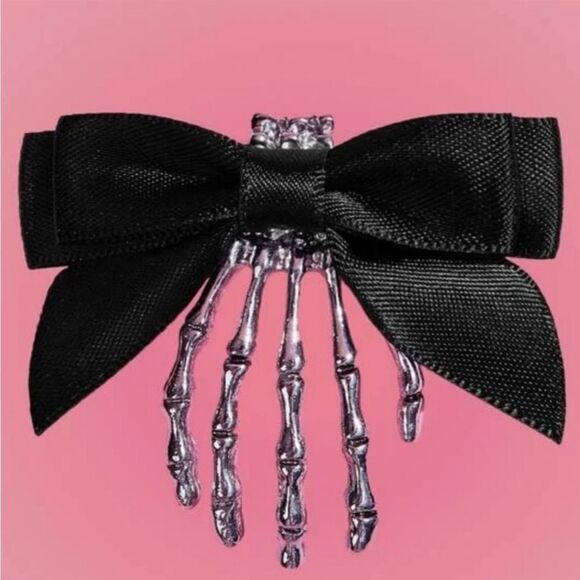 Halloween Skeleton Hair Clip With Bow - Picture 2 of 4
